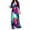 Purple, variant on Utoimkio Women's Casual 3/4 Sleeve Floral Print Maxi Dresses V Neck Loose Fit Full Length Long Dresses for Women