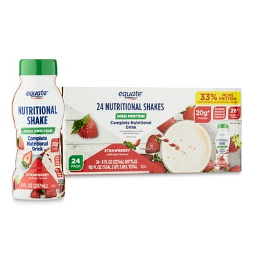 Equate High Protein Nutritional Shake, Strawberry, 8 fl oz, 24 Count