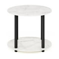 thumbnail image 4 of Furinno Turn-N-Tube Simple Design 2-Tier Round Wooden Coffee Table, Marble White, 4 of 5