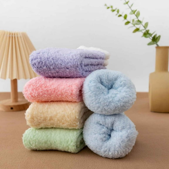 Papapt 5 Pack Womens Fuzzy Socks Warm Slipper Socks Winter Fluffy Socks Cozy Fuzzy Socks Athletic Fleece Socks Cute Crew Socks #J02