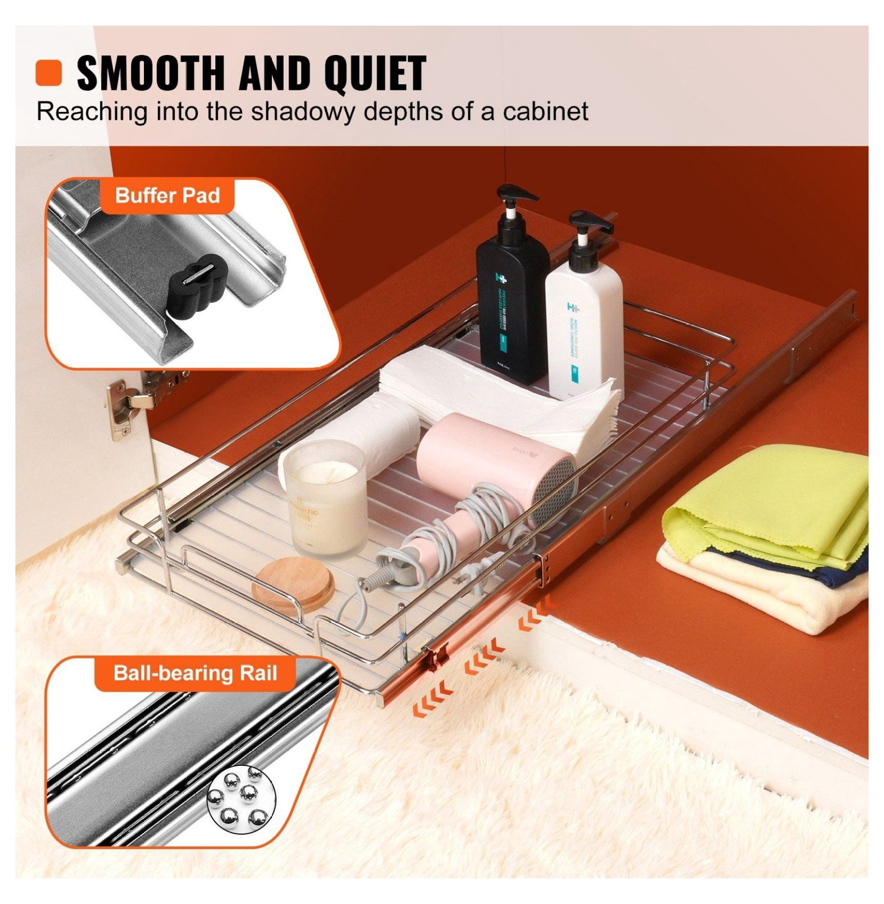 Pull Out Cabinet Organizer 11x21", Slide Out Pantry Shelves, Heavy Duty Roll Out Drawers, Kitchen Cabinet Storage, Under Sink Organizer