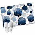thumbnail image 2 of 2x3 Door Mat Rug, Navy Blue Marble Non-Skid Rubber Backing Large Rectangle Rugs - Living Room Bedroom Home Office, Gold White Geometric Hexagon Modern Indoor Floor Mat Carpets Washable Rug, 2 of 9