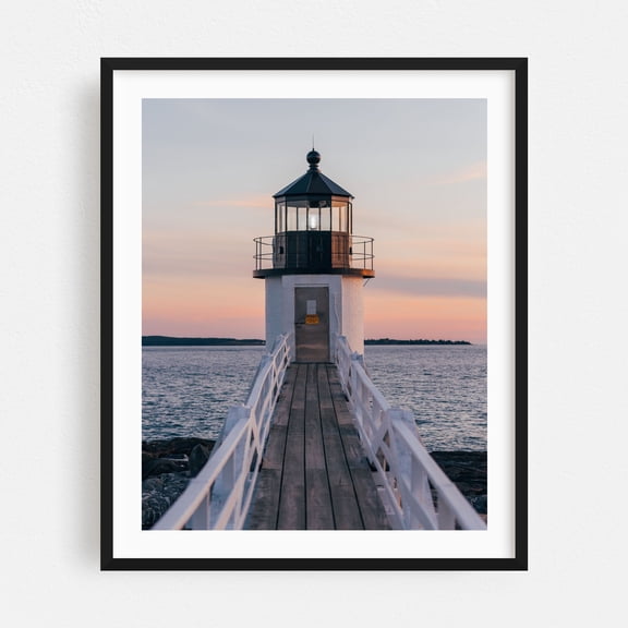 Marshall Point Lighthouse 01 - Saint George Maine Photography Black Framed Wall Art Print 16 x 20 inches