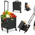 thumbnail image 7 of Foldable Utility Cart, Heavy Duty Plastic, Telescoping Handle, 4 Rotating Wheels, Black, Collapsible, 7 of 7