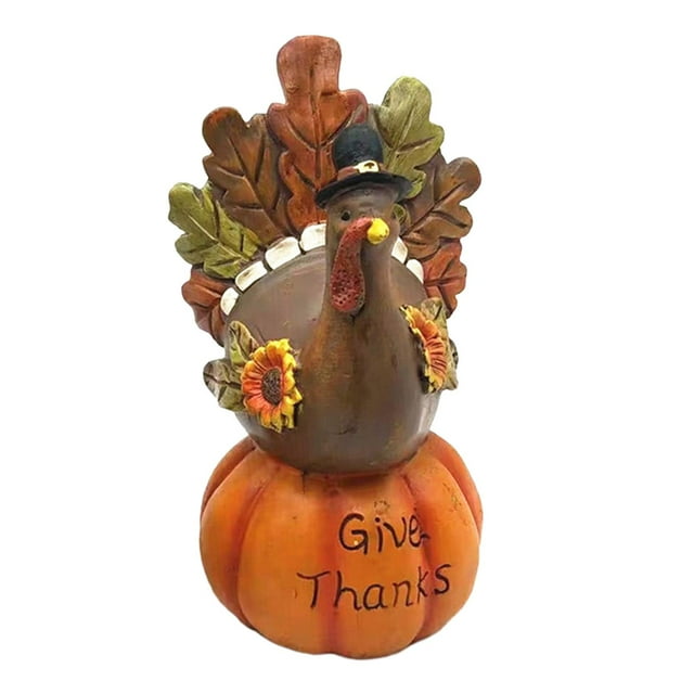 Decoración de pavo y calabaza de Acción de Gracias, decoración de pavo de mesa para otoño, estatua coleccionable para el hogar, la oficina, las vacaci