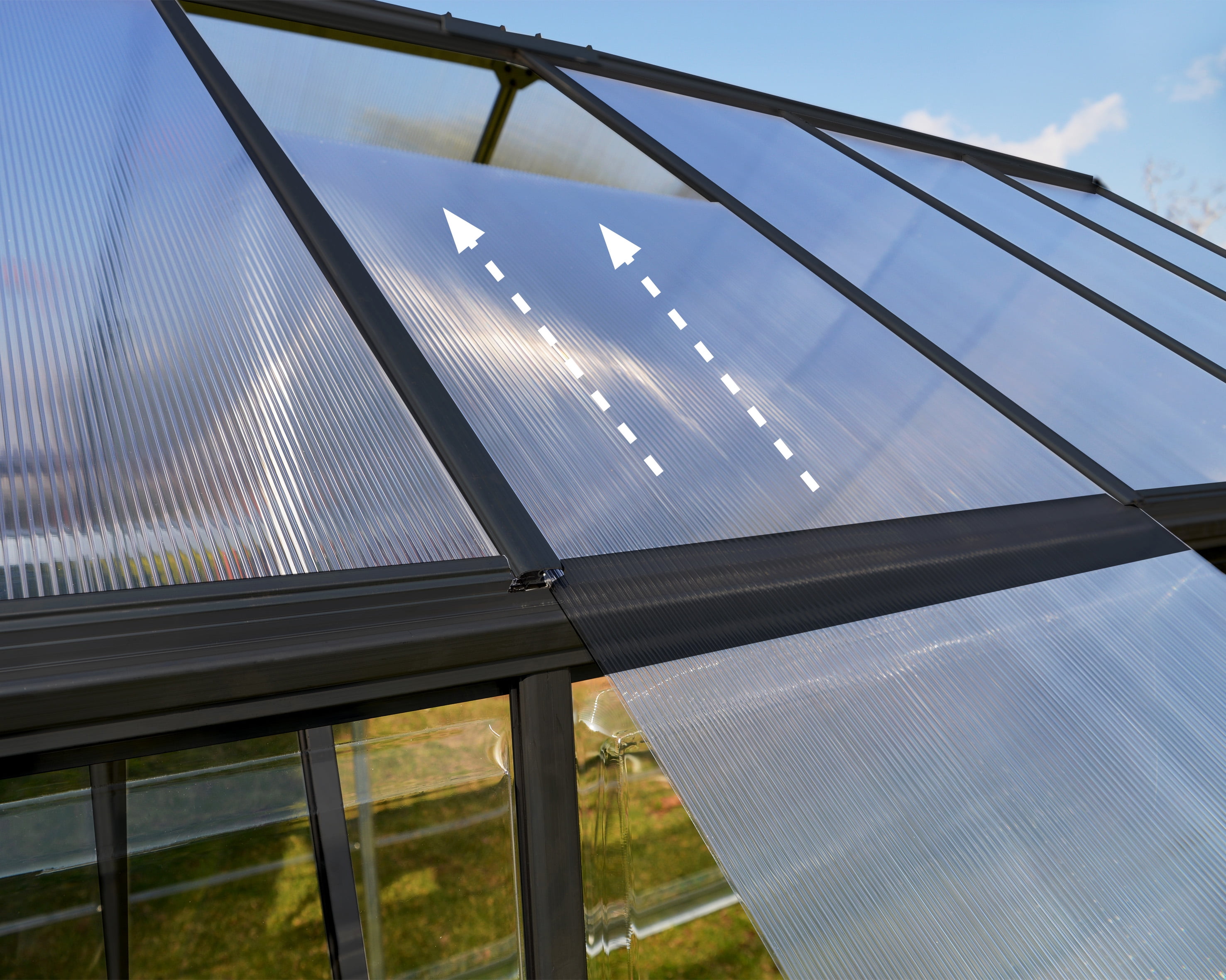 Palram - Canopia Hybrid 6' x 4' Polycarbonate/Aluminum Walk-In Greenhouse – Gray - with Roof Vent