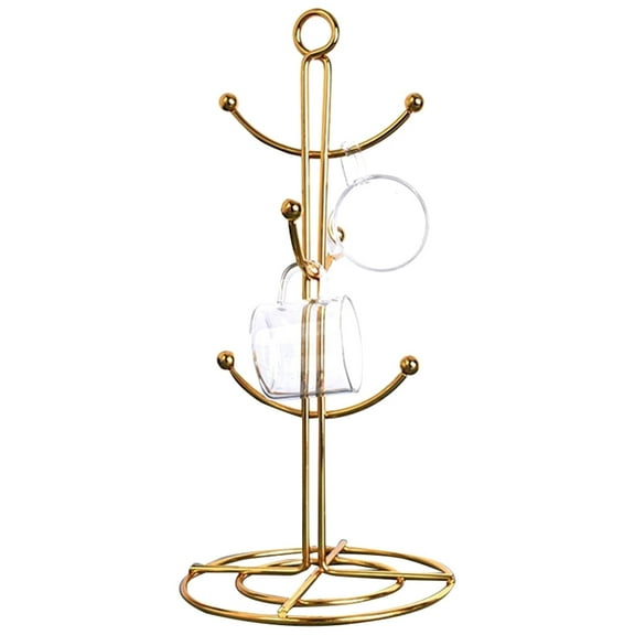 Countertop Mug Tree, 6 Hook Coffee Cup Dryer Kitchen Tree Tea Cups Holder Stand,Gold