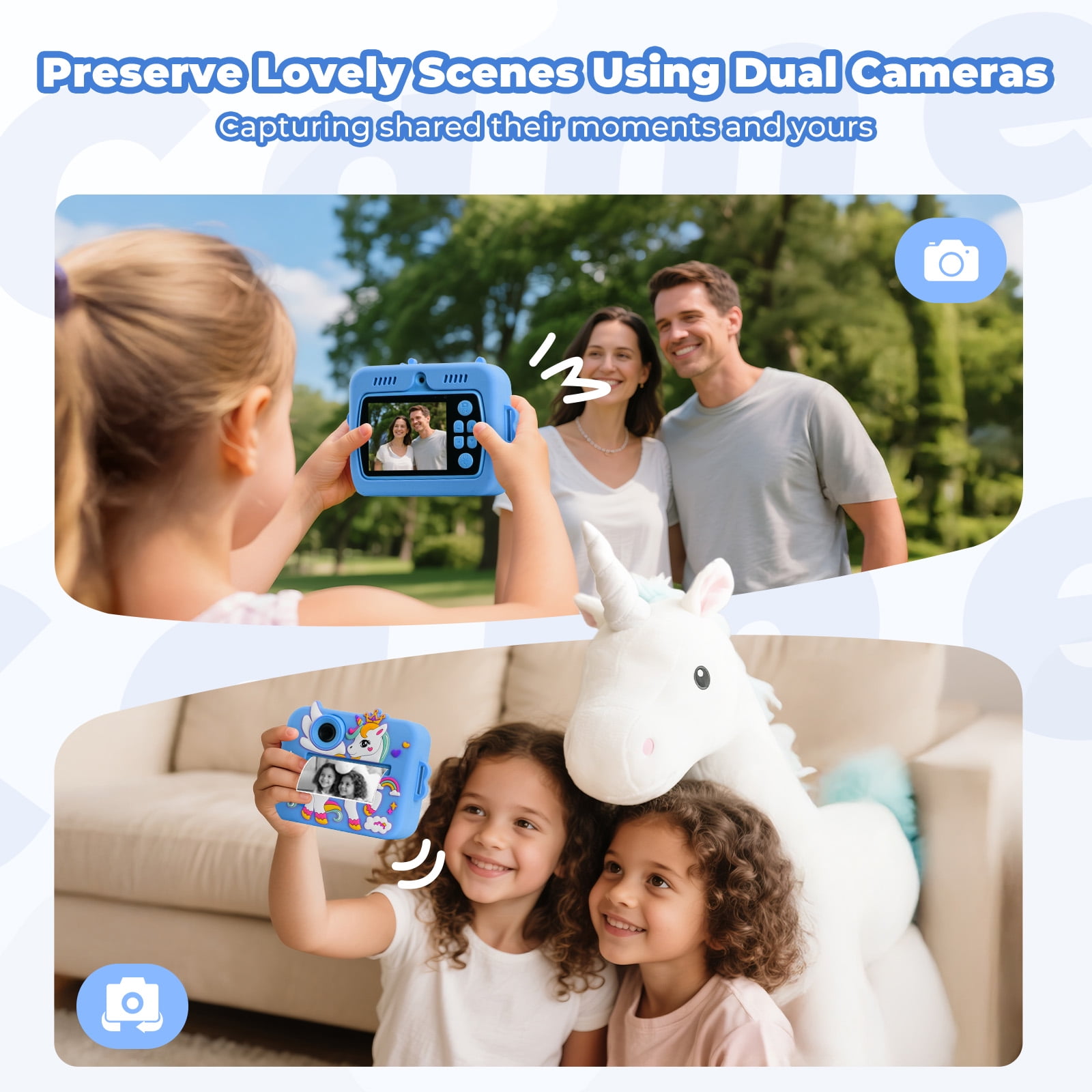 PayUSD Kids Camera Instant Print, Birthday Christmas Gifts for Girls Boys Age 3-12 1080P Digital Video Camera Print Photos Portable Toddler Toys for 4 5 6 7 8 9 10 Year Old with 32GB SD Card-Blue