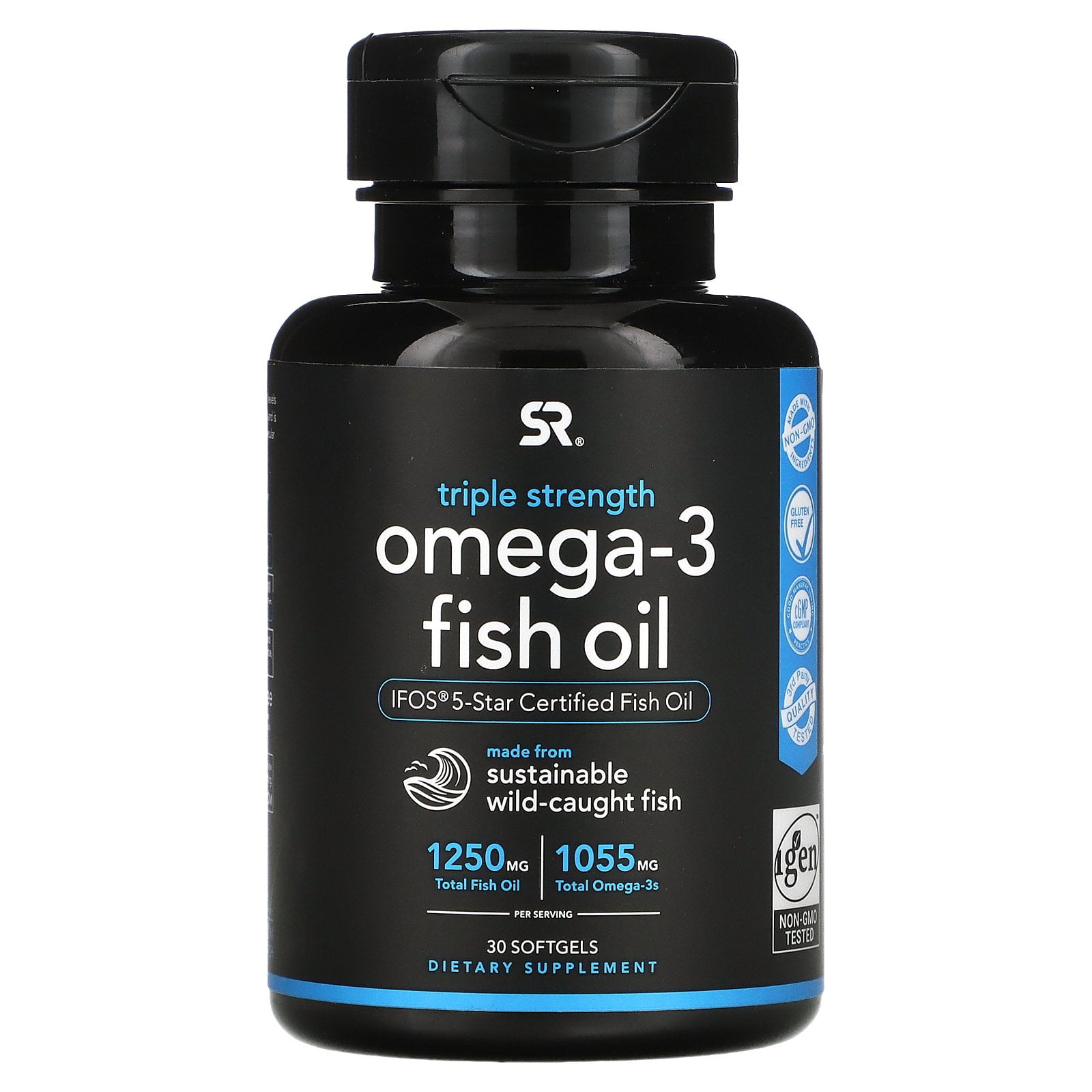 Omega-3 Fish Oil, Triple Strength , 30 Softgels, Sports Research