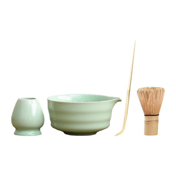 4 artículos Matcha Bowl and Watch Set para la del té, incluye soporte de bambú Verde