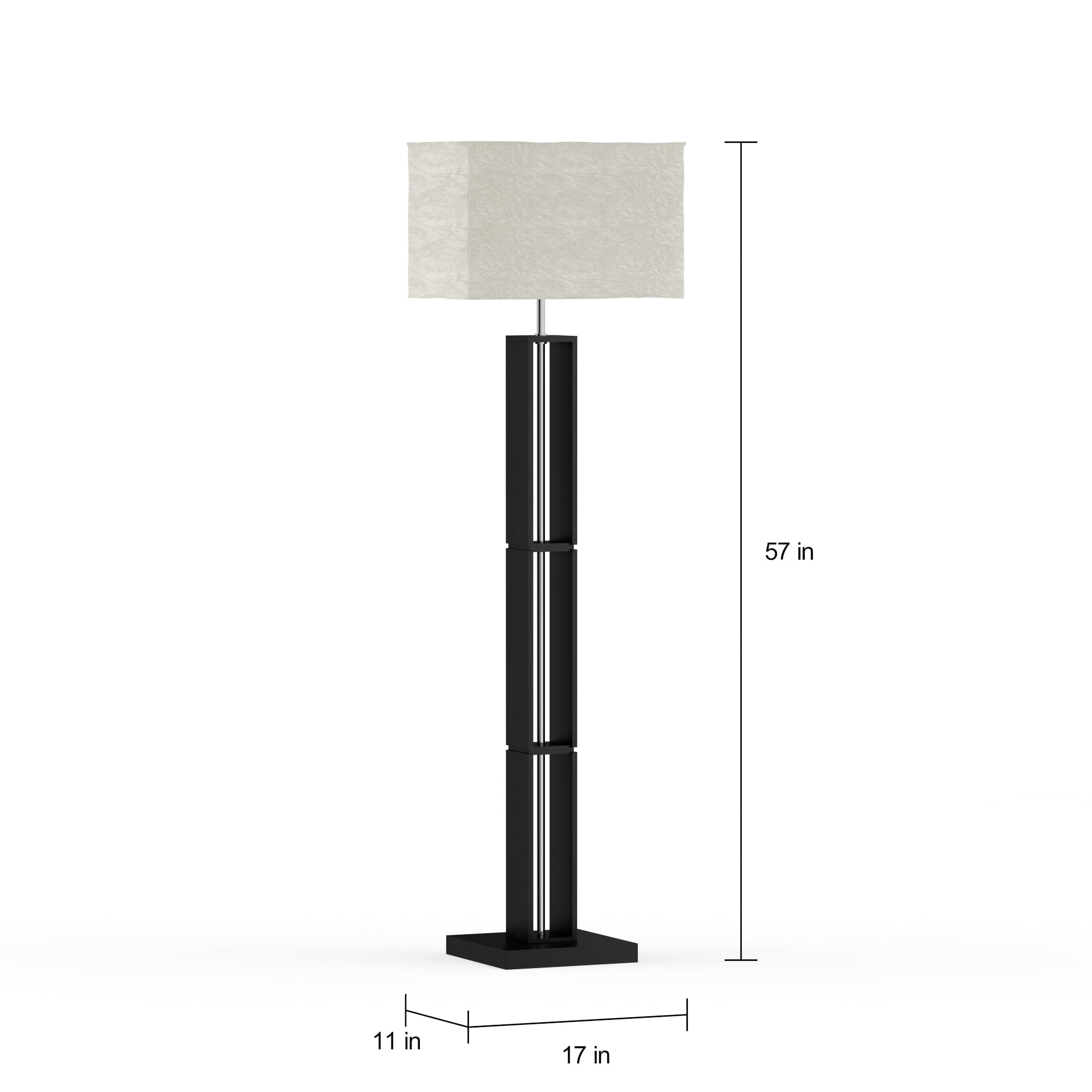 Mainstays Dark Wood Floor Lamp with Rice Paper Shade, 58.63 in