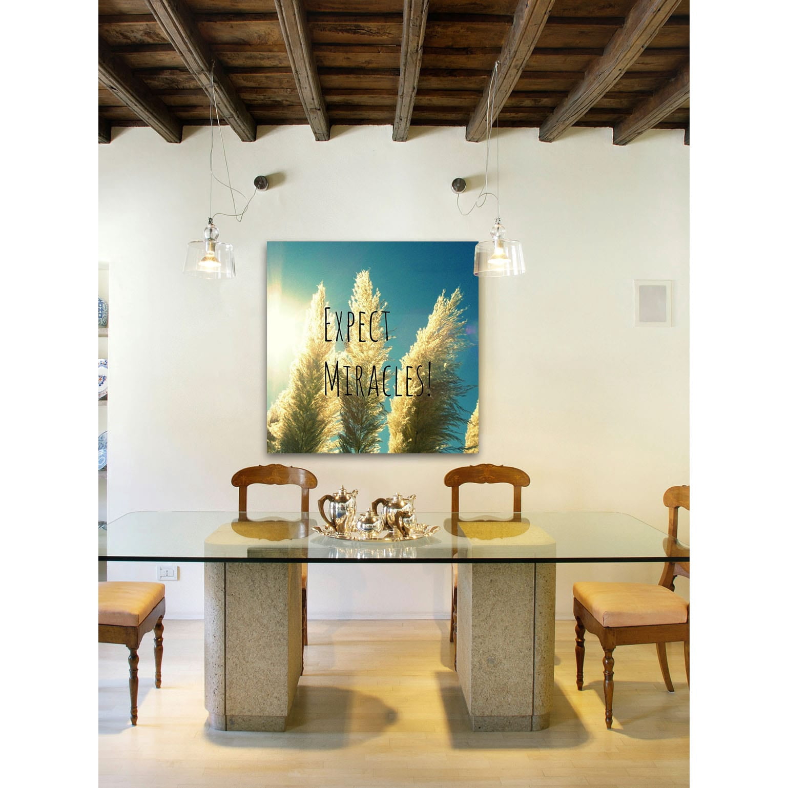 Marmont Hill "Expect Miracles Text" by Robert Dickinson Painting Print on Canvas