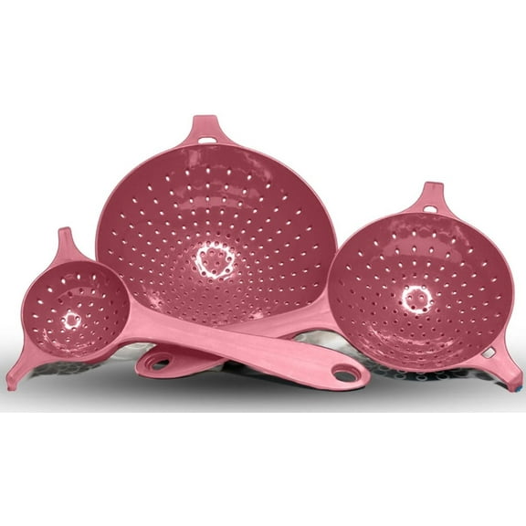 Crisp 3 Piece Pink Nesting Strainer Food Colander Set