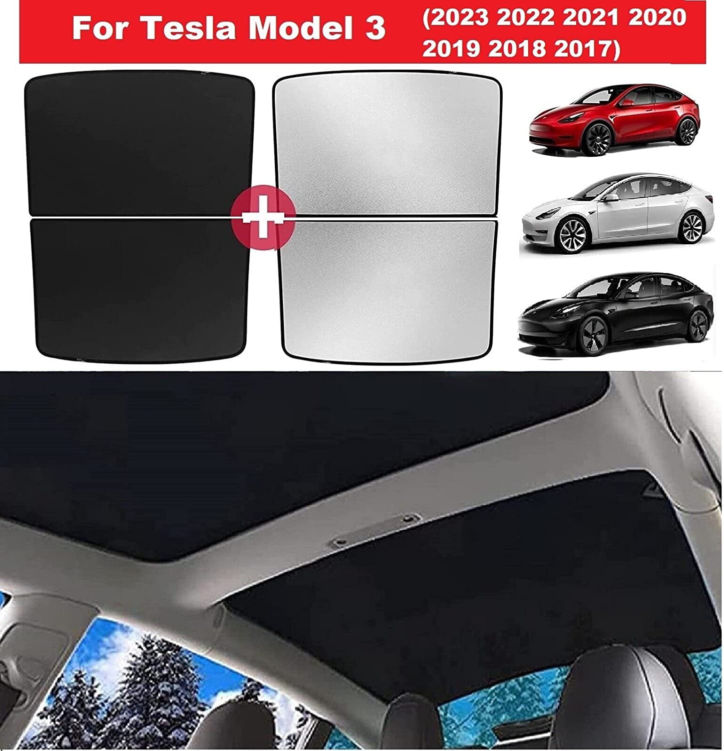 Didida Model 3 Roof Window Sunshade for Tesla - Upgraded Electrostatic  Adsorption Type Protection Effectively Heat Insulation for Model 3 2023  2022