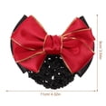 thumbnail image 2 of 2Pcs Bowknot Hair Snoods Golden Tuck Net Headdress Occupational Hair Bun Net for Class Work Daily (Red), 2 of 8