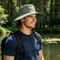 thumbnail image 4 of hotojiny Summer Wide Brim Sun Hat for Men Women Breathable Mesh Outdoor Hat Wind Resistant Drawstring Cap for Fishing Hiking, 4 of 6