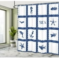 thumbnail image 5 of Ambesonne Ocean Shower Curtain, Starfish Anchor Sealife, 69"Wx75"L, Navy Blue and White, 5 of 5