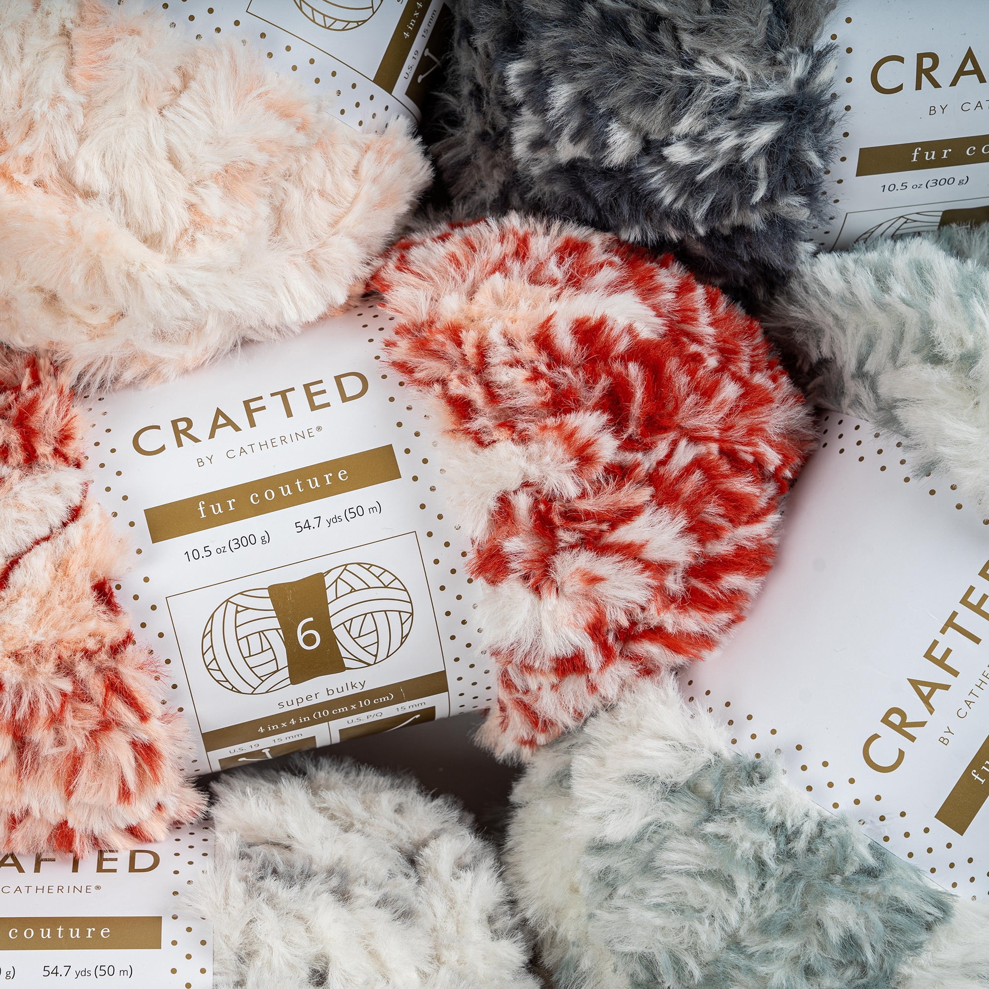 Crafted by Catherine Black Faux Fur Couture Super Bulky Yarn, 54 yards, 10.5oz/300g (2 Pack)