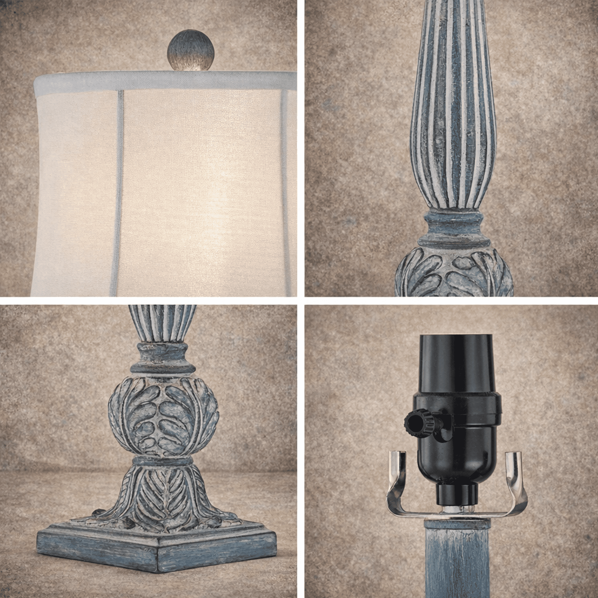 Maxax Blue Resin Table Lamps Set of 2，3-Way Dimmable 28" Traditiona Bedside Nightstand Lamps with White Bell Fabric Shade for Living Room Bedroom Office