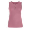 thumbnail image 4 of OAVQHLG3B Summer Tank Top for Women Casual Casual Tanks Sleeveless Buttons Slimming Solid Round Neck Pullover Vest Blouse Tops, 4 of 5