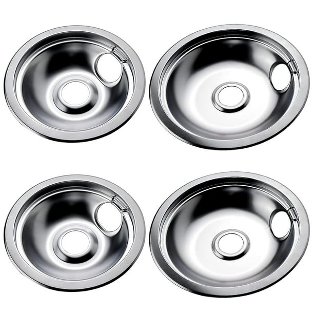 Beaquicy 316048413 8" and 316048414 6" Range Burner Drip Pan Set Chrome Bowls for Electric