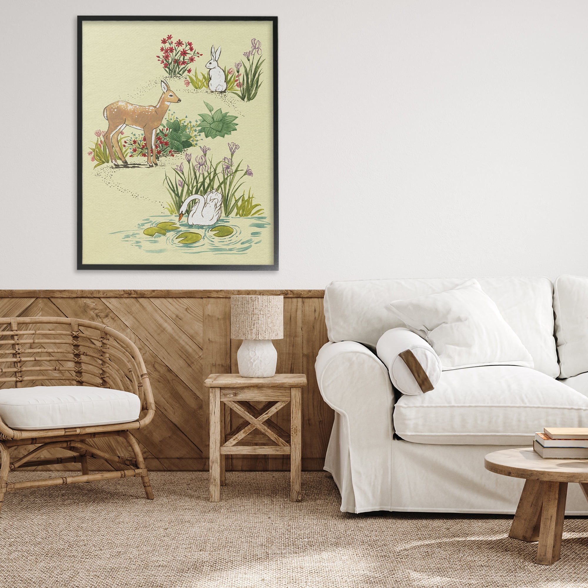 Stupell Industries Peaceful Spring Animals Black Framed Giclee Art, design by Grace Popp