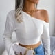 thumbnail image 2 of One Shoulder Sweater, Pullover Sweater Pure Color Skin Friendly For Office Work ANGGREK Otros, 2 of 8