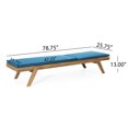 thumbnail image 3 of GDF Studio Larimore Outdoor Acacia Wood Armless Adjustable Chaise Lounge with Cushions, Set of 2, Teak and Blue, 3 of 9