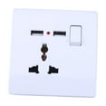 thumbnail image 4 of SKISUNO 1Set Universal 2A Dual USB Output 3-Pin Wall Socket Charger White Plastic Metal Square Electric Outlets, 4 of 7