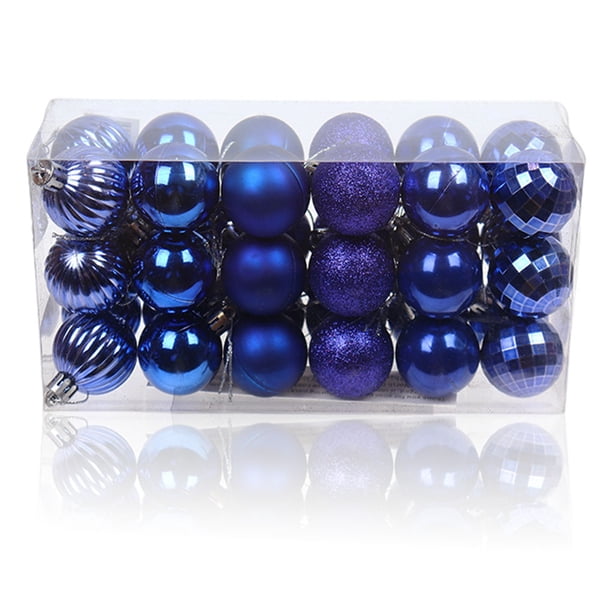 Advancent 30 piezas de bolas de Navidad adornos inastillables decoraciones para árboles de Navidad juego de bolas colgantes para decoración de fiesta de Kits de decoración para fiestas azul real Advancent HA007626-12B