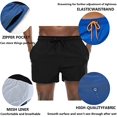 thumbnail image 3 of QPNGRP Mens 5 inch Beach Shorts Swim Trunks Stretch Running Shorts Quick Dry Swim Shorts with Zipper Pockets Black 40, 3 of 6