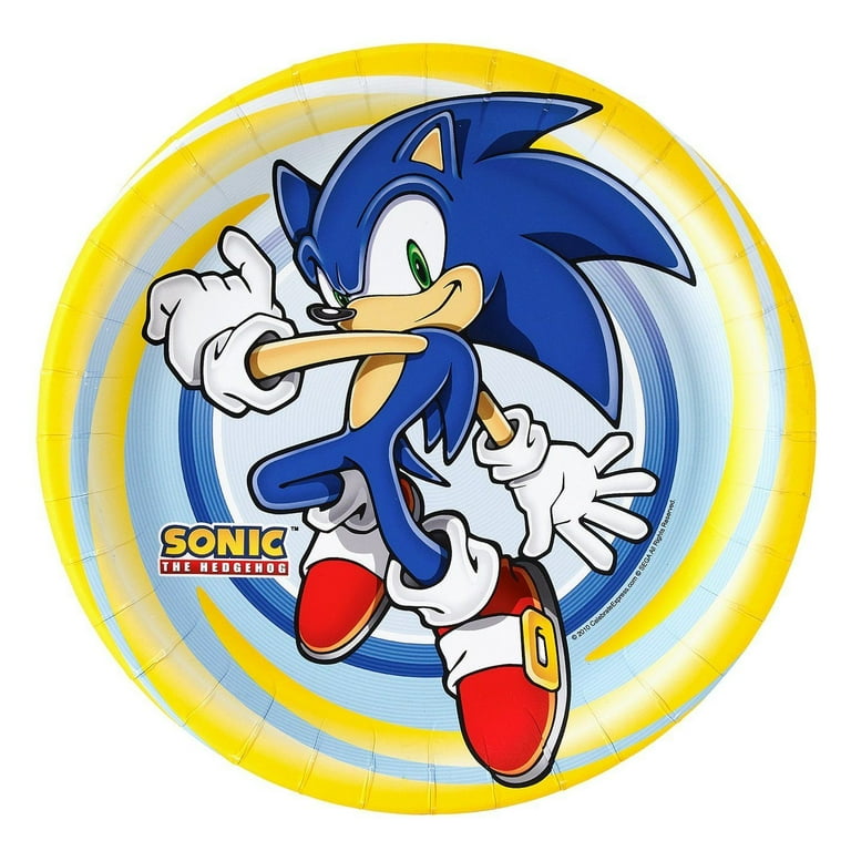 Sonic the Hedgehog Logo Sonic Yellow Blue Spiral Background Edible Cake  Topper Image