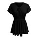 thumbnail image 5 of Moda mujer verano manga corta cuello en V vendaje Color sólido Casual blusa Tops Fridja  bn6404, 5 of 6