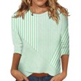 thumbnail image 2 of ZDNIXIAN Womens Long Sleeve Shirts Tops ,Crew Neck Long Sleeve Casual Shirt, Loose Fit Mixed Stripe Pullover Top, Lightweight Relaxed Fit Daily Fashion Tunic, 2 of 5