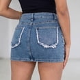thumbnail image 5 of Nmnitkp Jean Skirt High Waisted Stretchy Denim Mini Skirt, Vintage Bodycon Jean Skirt with Frayed Back Pockets, for Casual Streetwear Daily & Night OutLight Blue,XL, 5 of 8
