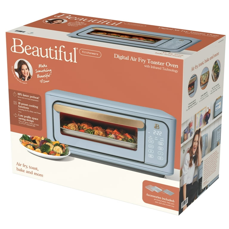 Beautiful Infrared Air Fry Toaster Oven, 9-Slice, 1800 W, Cornflower Blue  by Drew Barrymore - AliExpress
