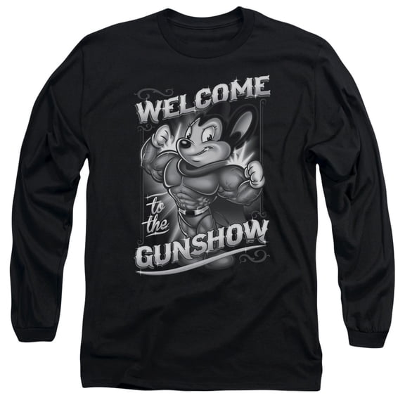 Mighty Mouse Mighty Gunshow Long Sleeve Adult 18/1 T-Shirt Black