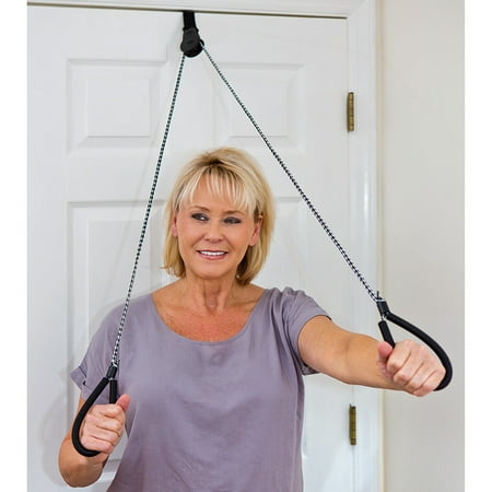 Over The Door Upper Body Resistance Pulley Exerciser System - Easy To
