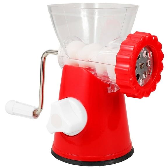 ibasenice Manual Meat Mincer Tool Red Plastic and Metal Easy to Clean for Food Preparation
