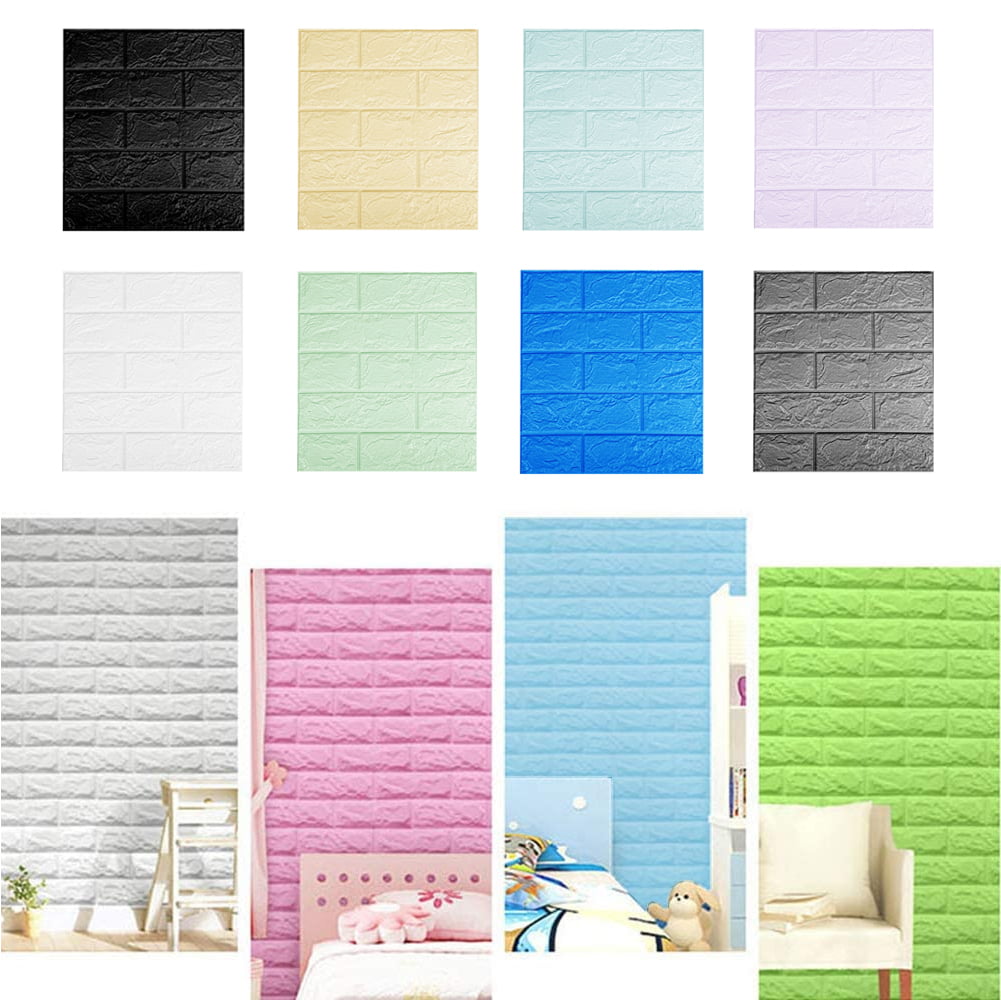Details about   10Pcs 3D Wall Panel Brick Stickers Mural XPE Foam Adhesive DIY Home Decal Mural