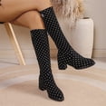 thumbnail image 7 of KEVCHE Women's Chunky Heel Knee High Boots, Plus Size Retro Polka Dot Pointed Toe Casual Design with Breathable Lining, Trendy Boots for Daily Leisure Wear, 7 of 7