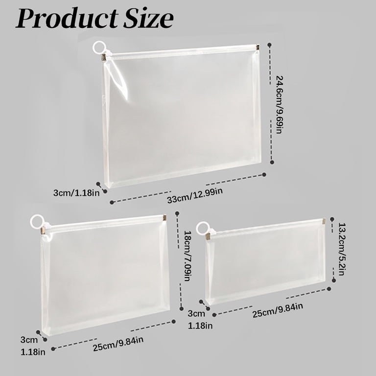 1x Zipper Envelope Case - Plastic Index Card Holder 25x13.2cm