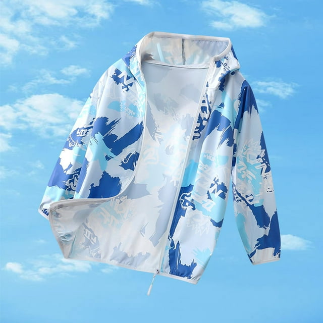 LOVZFMLL Jackets for Girls Summer Girls' Sun Protection Clothing With Protective And Friendly Ice Jacket And Dry Zipper Hooded Top Suitable For Going Out 12-13 Years