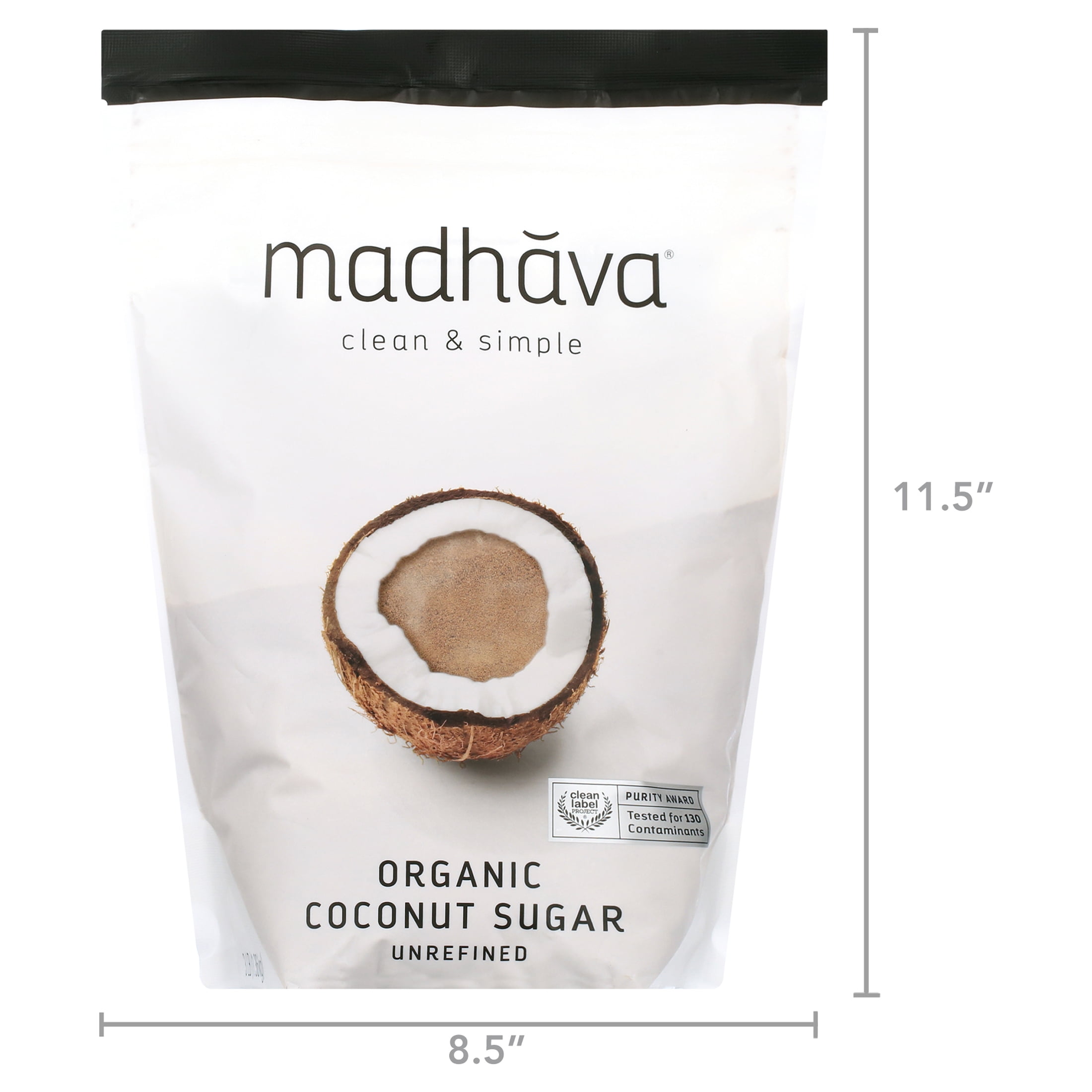 (4 pack) Madhava Organic Unrefined Coconut Sugar, Shelf-Stable, 3 lb Bag