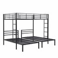 thumbnail image 4 of Metal Triple Bunk Bed, Full over Twin & Twin Bunk Bed Frame with Full-Length Guardrail and 2 Ladders, Bunk Bed with Under-Bed Space for Kids, Divided into 3 Separate Beds, No Box Spring Needed, Black, 4 of 7