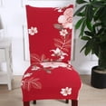 thumbnail image 4 of Set of 6 Dining Chair Covers, Stretch Spandex Dining Room Protector Slipcovers (Style 49, Red), 4 of 6