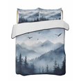 thumbnail image 2 of Quilts King Size, Blue Mountain Peak Soft Comforter Bedding Set for Bed, Forest Tree Bird Fog Landscape Lightweight Quilted Bedspread with Pillow Cover(2 Pieces) for All Season, 96x106 Inch, 2 of 6
