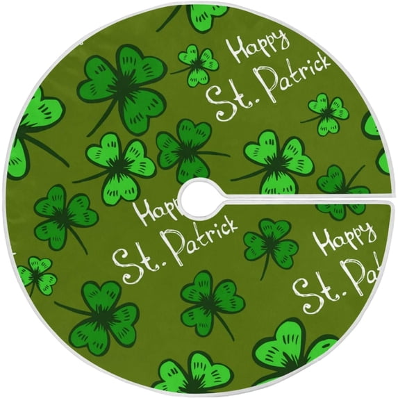 FMSHPON Clover Leaves Xmas Christmas Tree Skirt Stand Mat for Holiday Party Decoration Indoor Outdoor 48 inches