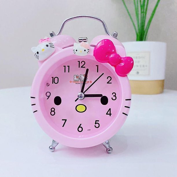 Reloj despertador de dormitorio Saytay, reloj despertador de Hello Kitty, reloj de escritorio para decoración del hogar de estudiantes (hy)