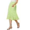 thumbnail image 4 of Unique Bargains Women's A-Line Leave Print Midi Skirt, Spring Green, XL, 4 of 6